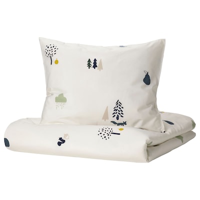 BARNDROM被套和枕套,森林动物模式/多色150 x200/50x80厘米