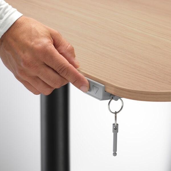 BEKANT角落的桌子坐/站,白橡木单板染色黑160 x110厘米