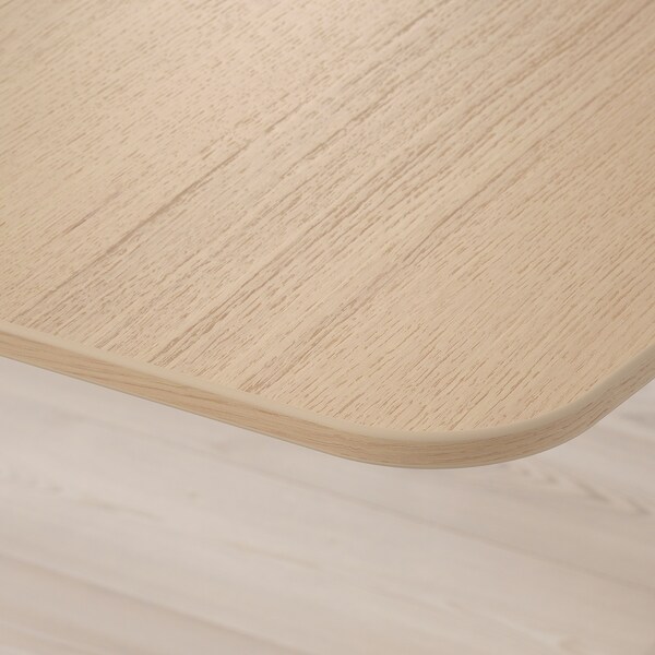 BEKANT角落的桌子坐/站,白橡木单板染色黑160 x110厘米