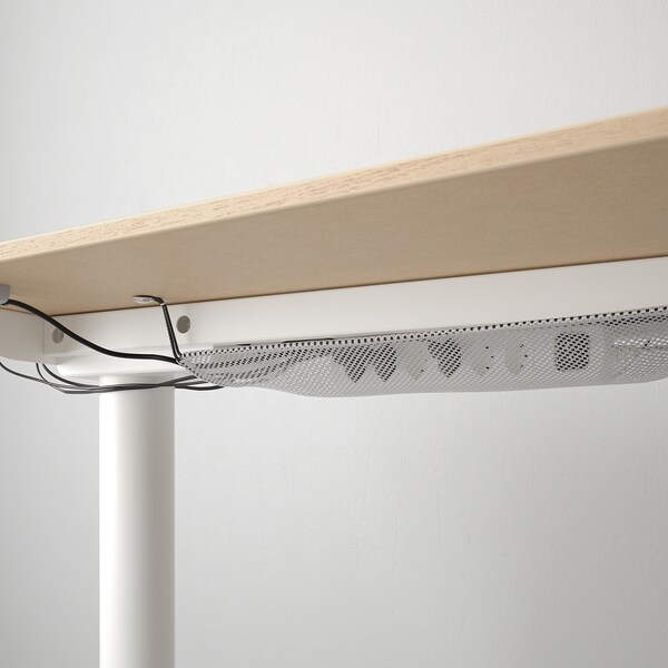 BEKANT角落的桌子坐/站,白橡木单板染色白160 x110厘米