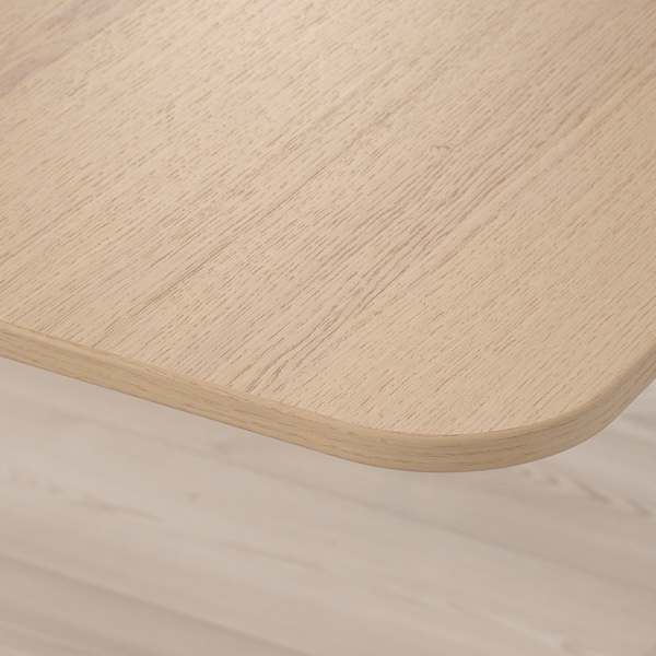 BEKANT角落的桌子坐/站,白橡木单板染色白160 x110厘米