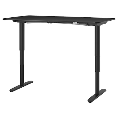 BEKANT办公桌坐/站,黑色染色单板/黑、灰160 x80厘米