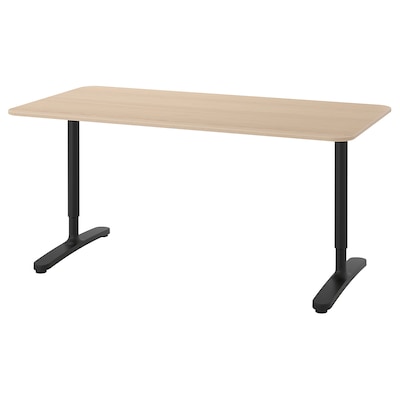 BEKANT桌子,白橡木单板染色/黑色,160 x80厘米