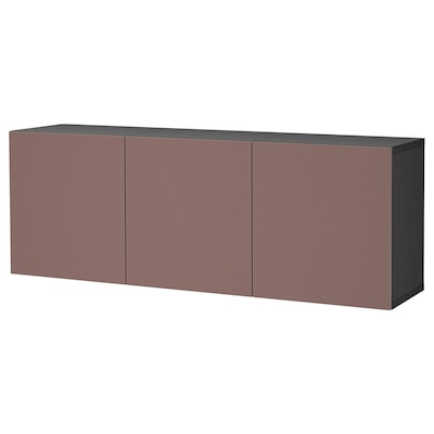 BESTA固定在墙上的内阁组合,黑褐色/ Hjortviken布朗180 x42x64厘米