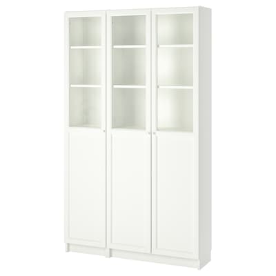 比利/ OXBERG书柜与面板/玻璃门,白色/玻璃120 x30x202厘米