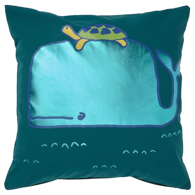 BLAVINGAD靠垫,鲸鱼模式/蓝绿色,50×50厘米
