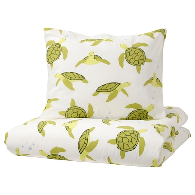 BLAVINGAD被套和枕套,龟模式绿色/白色,150 x200/50x80厘米