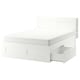 BRIMNES床框架w存储和床头板,白色/ Lindbaden 160 x200型cm