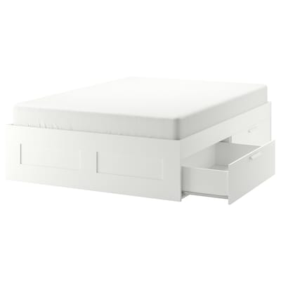 BRIMNES床框架存储,白色/ Luroy 140 x200型cm