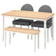 DANDERYD / DANDERYD表2椅子和长凳,橡木饰面白色/ Vissle灰色130 x80厘米