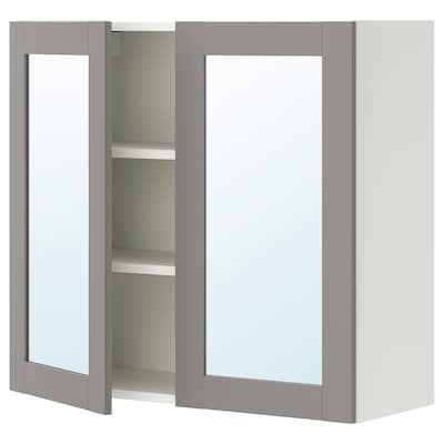 ENHET镜柜2门,白色/灰色,80 x32x75厘米