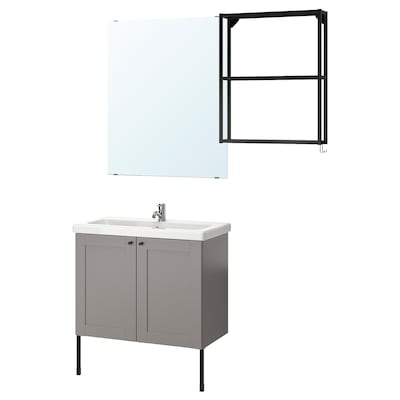 ENHET / TVALLEN浴室家具,11,灰色框/无烟煤Pilkan利用84 x43x87厘米