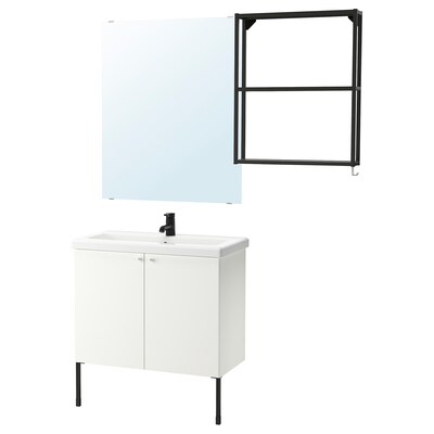 ENHET / TVALLEN浴室家具,11,白色/无烟煤Saljen利用84 x43x87厘米