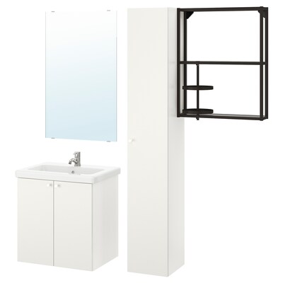 ENHET / TVALLEN浴室家具的13集,白色/无烟煤Pilkan利用64 x43x65厘米
