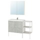 ENHET / TVALLEN浴室家具,14,具体效果/白色Pilkan丝锥,122 x43x87厘米