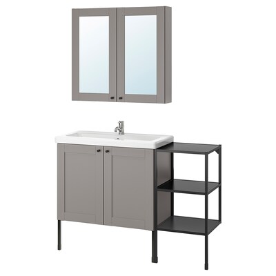 ENHET / TVALLEN浴室家具,14,灰色框/无烟煤Pilkan利用122 x43x87厘米