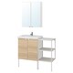 ENHET / TVALLEN浴室家具,14,橡树效应/白色Pilkan丝锥,102 x43x87厘米