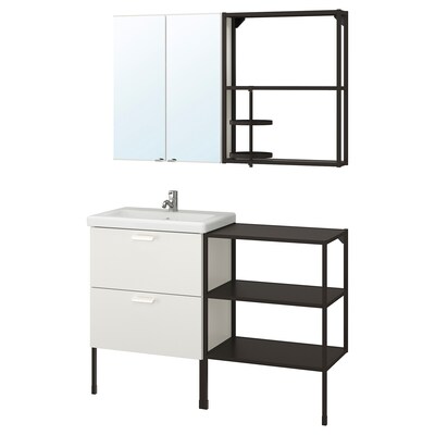 ENHET / TVALLEN浴室家具,15,白色/无烟煤Pilkan利用122 x43x87厘米