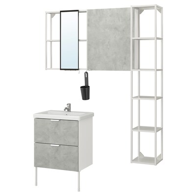 ENHET / TVALLEN浴室家具,16集,具体效果/白色Pilkan丝锥,64 x43x87厘米