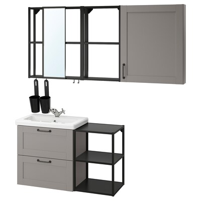 ENHET / TVALLEN浴室家具,18,灰色框/无烟煤Runskar利用102 x43x65厘米