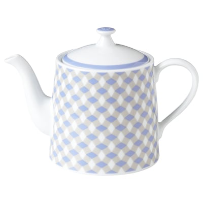GOKVALLA茶壶,白色/蓝色,0.8 l