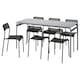 GRASALA /中桌子和6把椅子,灰色灰色/黑色,160厘米