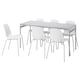 GRASALA /丽达桌子和6把椅子,灰色/白色白色,160厘米