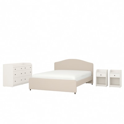 HAUGA卧室家具,组4,Lofallet米色/白色,180 x200型cm