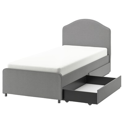 HAUGA软垫床,2存储盒,Vissle灰色90 x200型cm