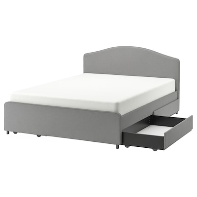 HAUGA软垫床,4存储盒,Vissle灰色160 x200型cm