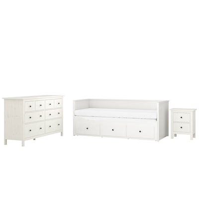 HEMNES卧室家具,组3,白色的污点,80 x200型cm