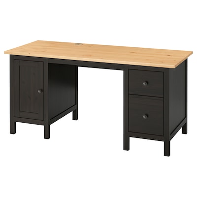 HEMNES办公桌,黑褐色/浅棕色155 x65厘米