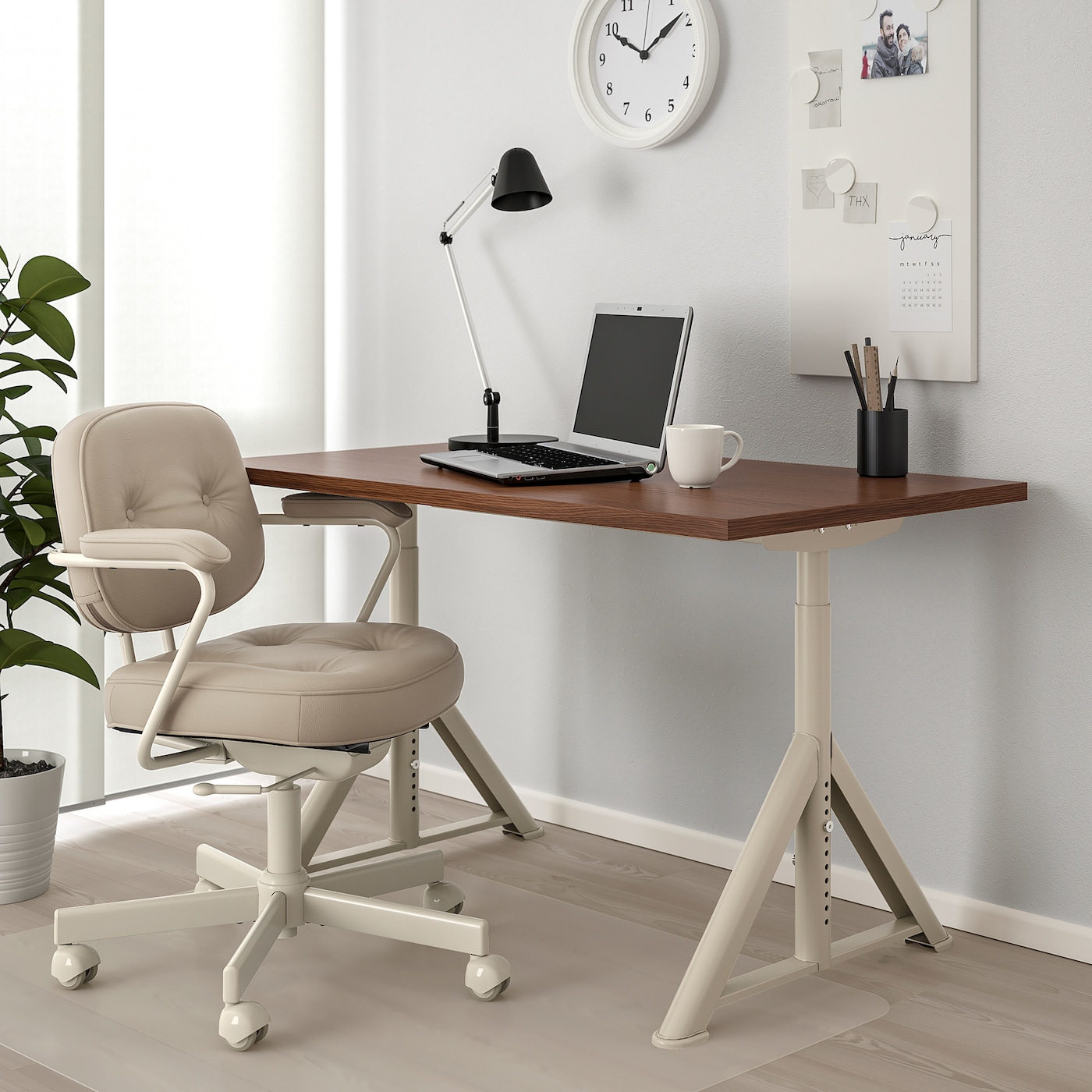 IDASEN办公桌,棕色/米色120 x70厘米