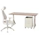 IDASEN / GRUPPSPEL桌子,椅子,抽屉单元,棕色/米色160 x80厘米