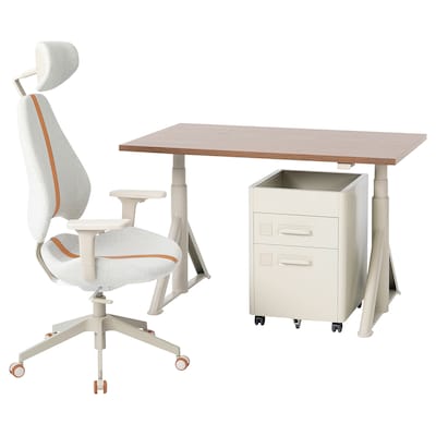 IDASEN / GRUPPSPEL桌子,椅子,抽屉单元,棕色/米色120 x70厘米