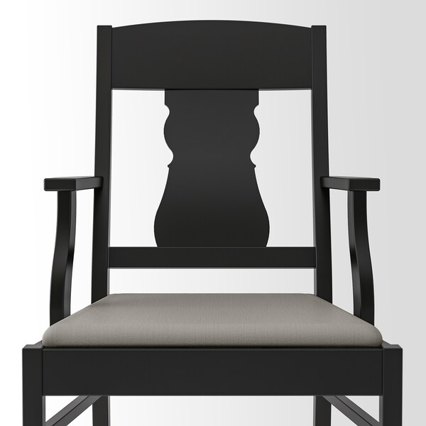 INGATORP椅子扶手,黑色/ Nolhaga grey-beige