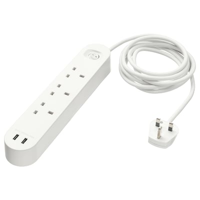 KOPPLA三通插座2 USB端口,白色,3.0米