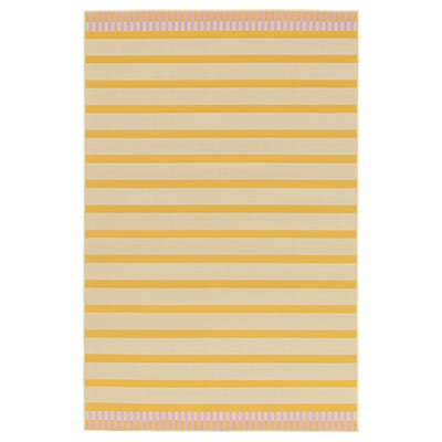 KORSNING地毯flatwoven /户外,黄色/粉色/条纹200 x300厘米