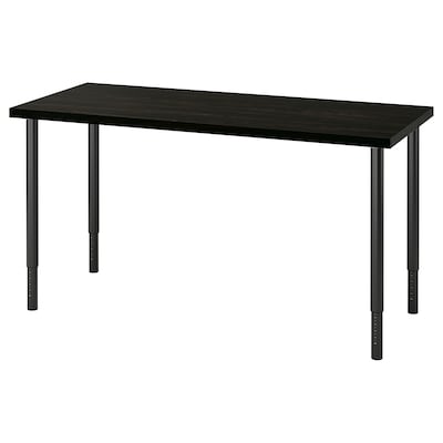 LAGKAPTEN /玻办公桌,黑褐色或黑色,140 x60厘米