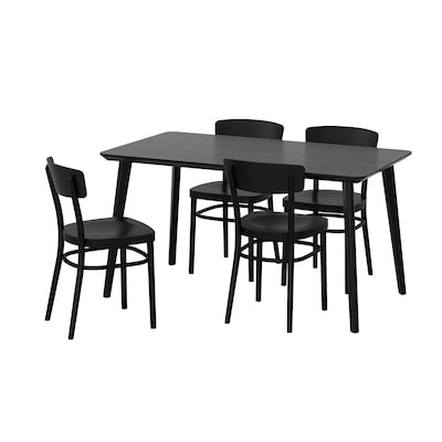 LISABO / IDOLF桌子和4把椅子,黑色/黑色,140 x78厘米