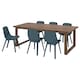 MORBYLANGA / ODGER桌子和6把椅子,橡树单板/蓝色,220 x100厘米