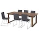 MORBYLANGA / VOLFGANG桌子和6把椅子,棕色/贡纳中等灰色220 x100厘米
