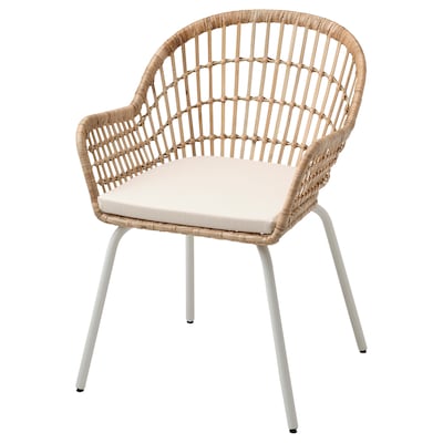 NILSOVE /国家标准的椅子,椅子垫,藤白色/莱拉自然