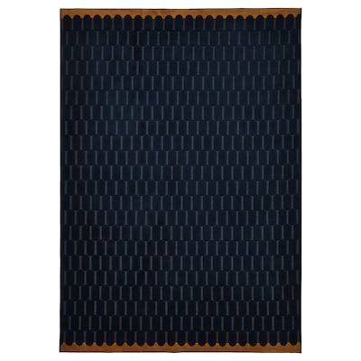 这地毯、低桩、深蓝色/黄褐色128 x195厘米
