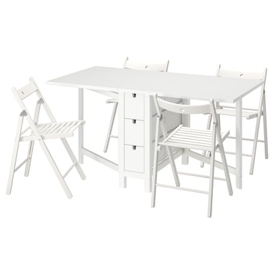 诺顿/联合国桌子和4把椅子,可折叠的白色/白色,26/89/152厘米