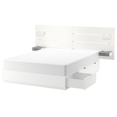 NORDLI床框架w存储和床头板,白色,180 x200型cm