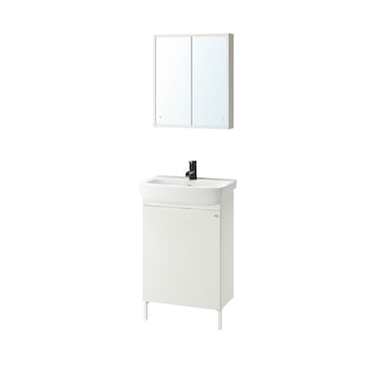 NYSJON / BJORKAN浴室家具,组5,白色/ Saljen丝锥,54 x40x98厘米