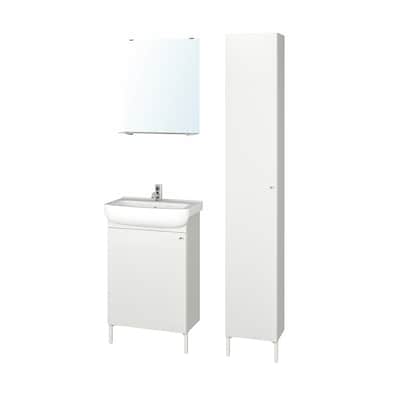 NYSJON / BJORKAN浴室家具,设置6,白色/ Pilkan丝锥,54 x40x98厘米