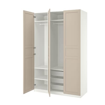 罗马帝国/ FLISBERGET衣柜组合,白色/浅米色,150 x60x236厘米