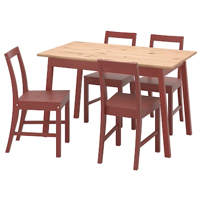 PINNTORP / PINNTORP桌子和4把椅子,浅棕色染色红染色/红染色,125厘米